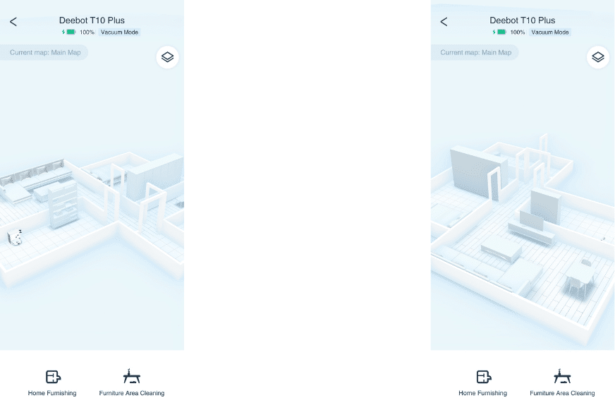 Die 3D-Wohnungskarte des Ecovacs Deebot T10 ist in der App zu sehen.